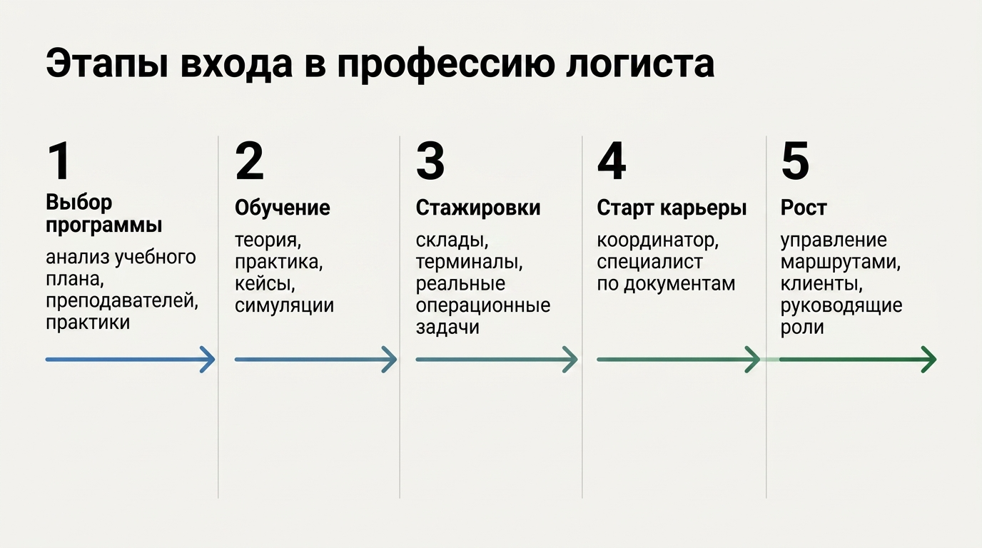 Этапы входа в профессию логиста